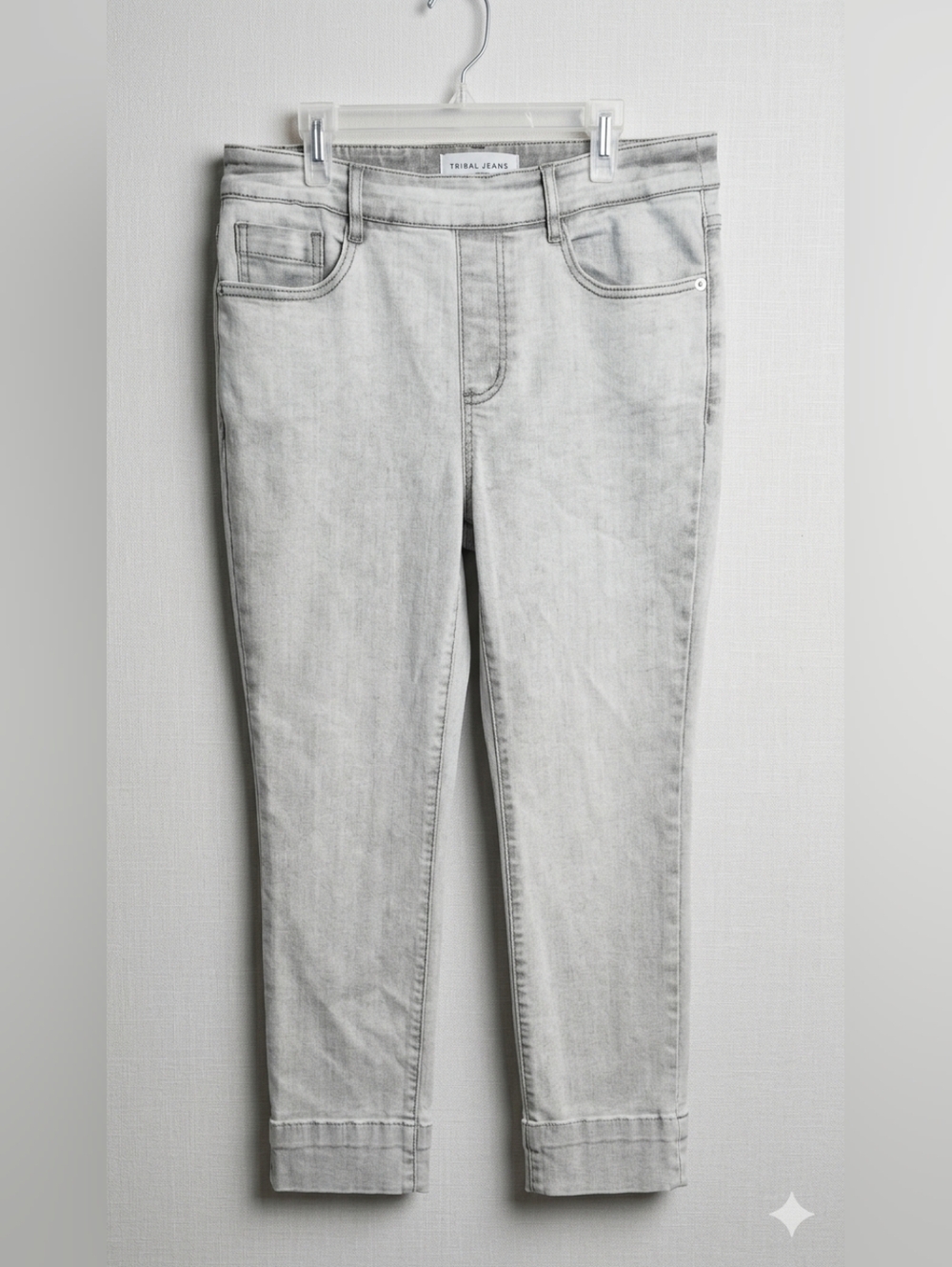 [Tribal] "Audrey" Shadowmist Cropped Pull On Straight Leg High-Rise Jeans Size 8